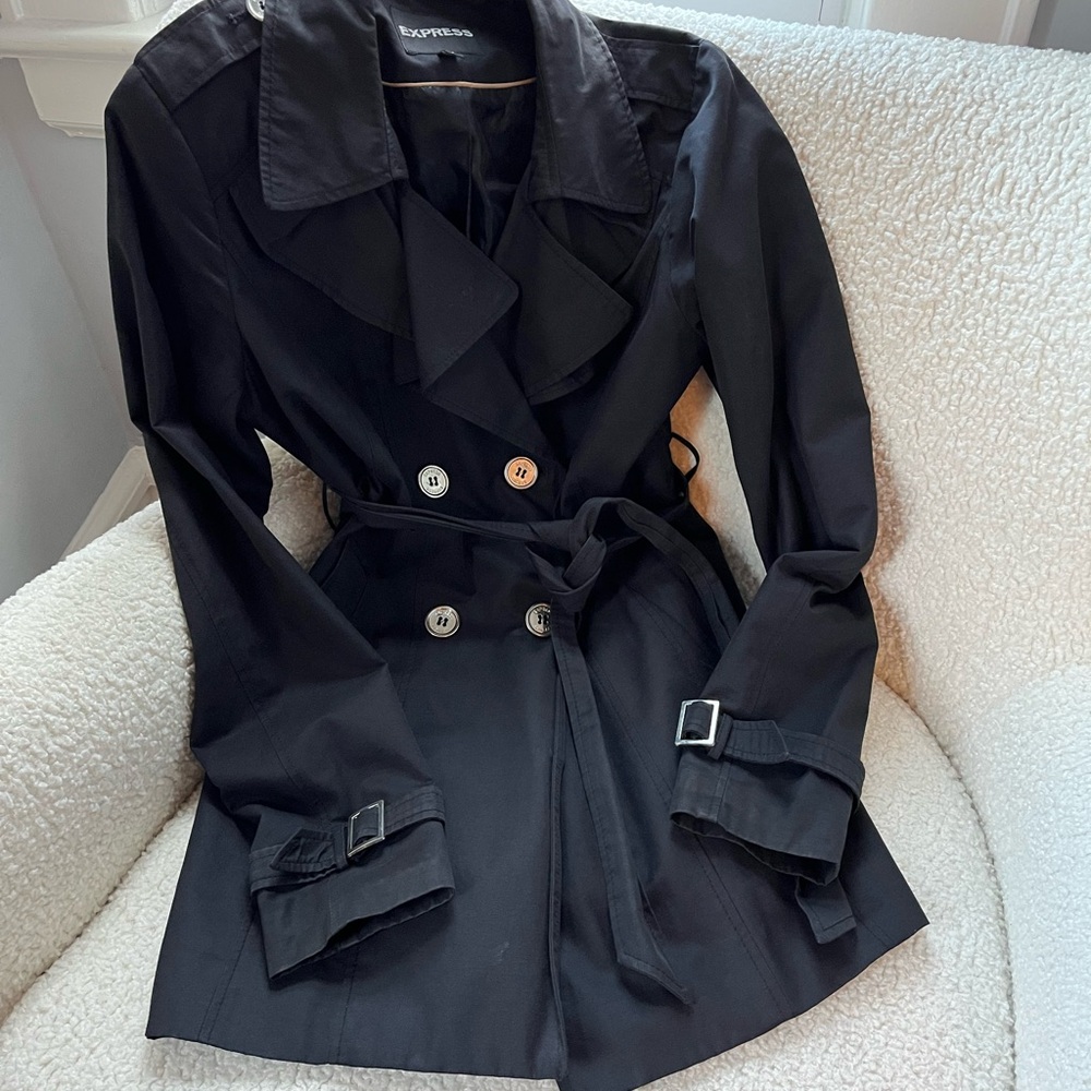 Express Women's Elegant Black Trench Coat